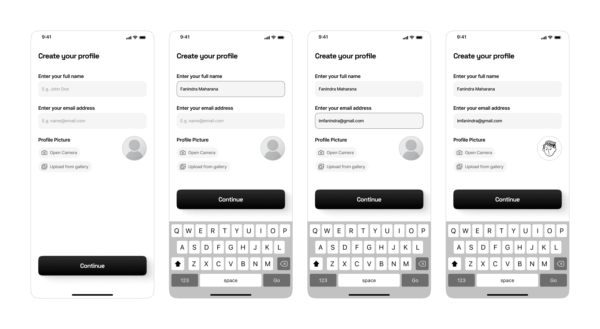 Create profile (for new users)