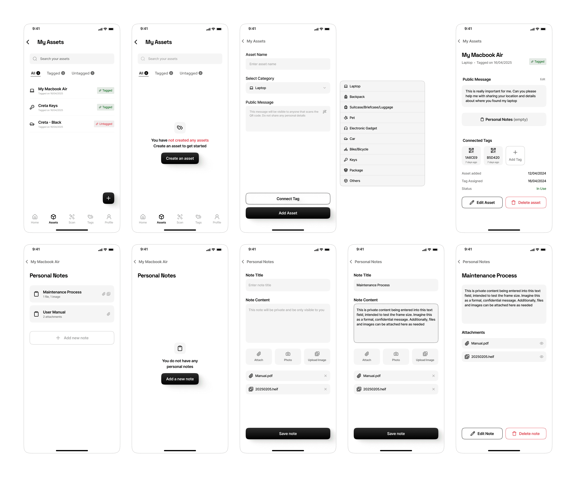 Assets List and Asset Details